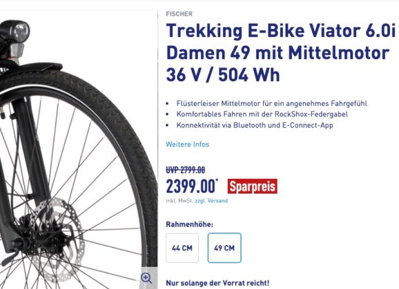 Neues Trekking-E-Bike im ALDI Onlineshop: Fischer Viator 6.0i